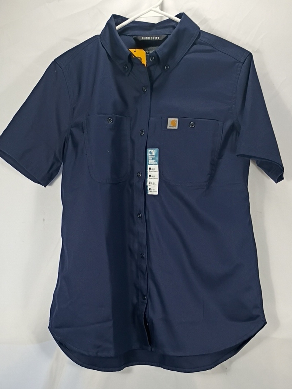 NWT Carhartt Navy 103105 Women's Rugged Pro Canvas Short Sleeve Shirt Sz Med 8-1